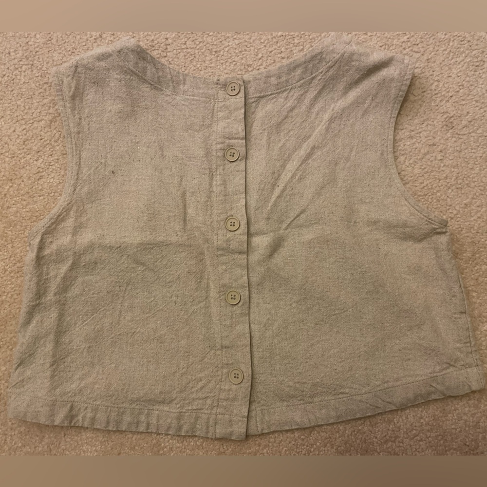 a new day Beige Linen-Blend Cropped Tank - Picture 2 of 2